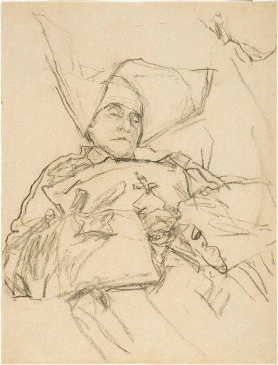瀕死の修道女（紙にコンテ・クレヨン） 作： Gwen John