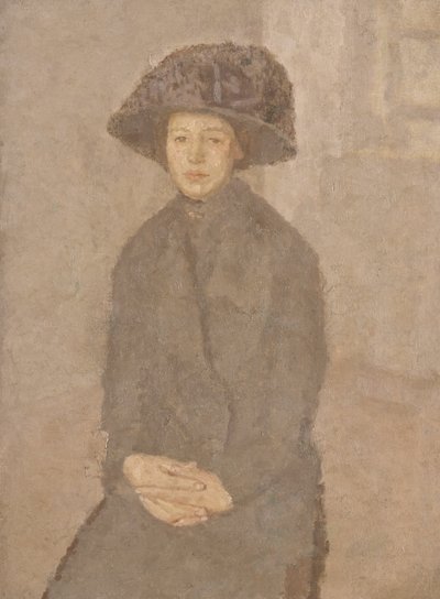 大きな帽子をかぶった若い女性、1917年から25年頃（油彩、キャンバスに油彩） 作： Gwen John