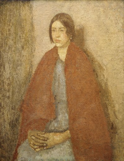 赤いショールの若い女性 作： Gwen John