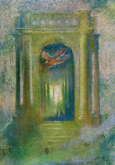 イギリスは海の向こうの死者を悼む」。 作： Gwynedd M. Hudson