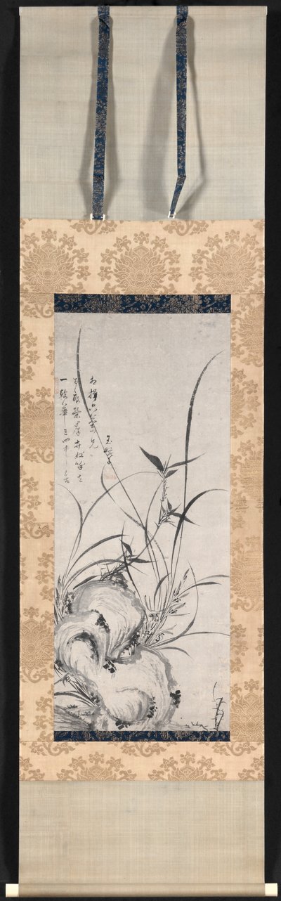 岩、竹、蘭 作： Gyokuen Bonpō