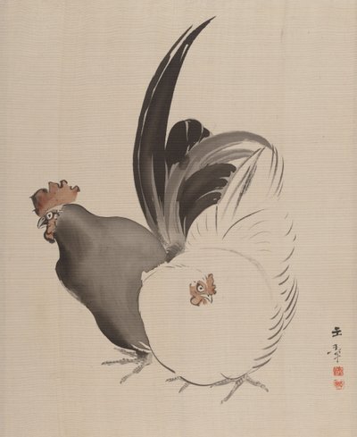 コックとヘン、1887-92。 作： Gyokusho Kawabata