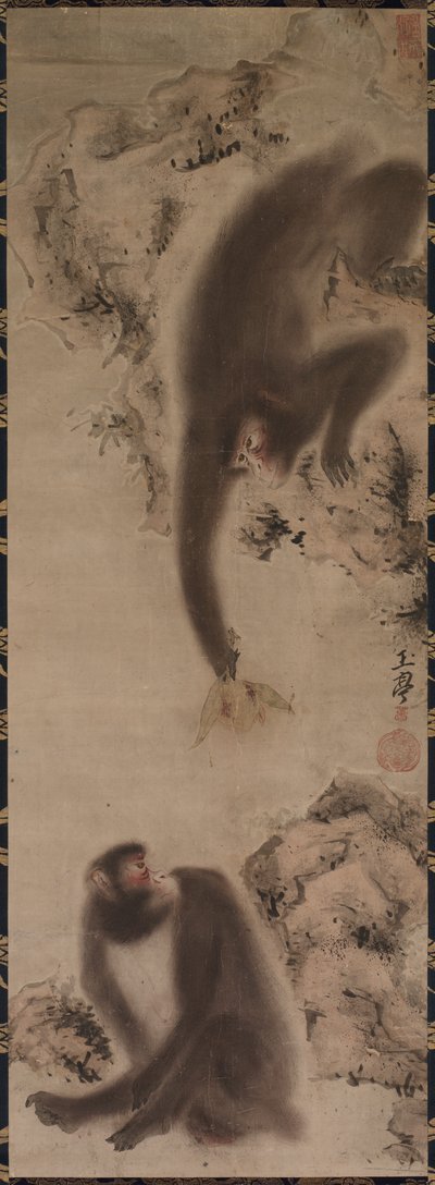 サル、c。 1800年。 作： Gyokutei Katsu