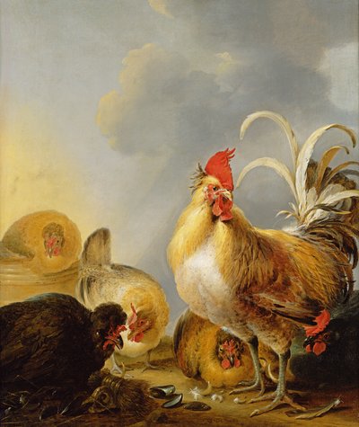 農場鶏のグループ、1643 作： Gysbert Hondecoeter