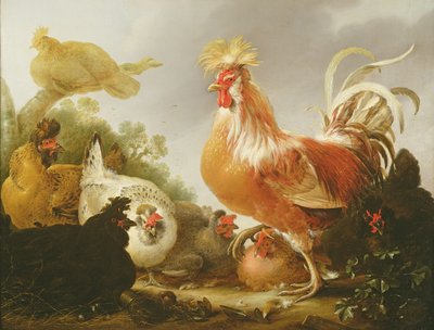 風景の中のおんどりと鶏1649 作： Gysbert Hondecoeter
