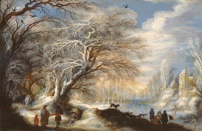 運河のスケート選手、または冬の風景 作： Gysbrecht Lytens or Leytens