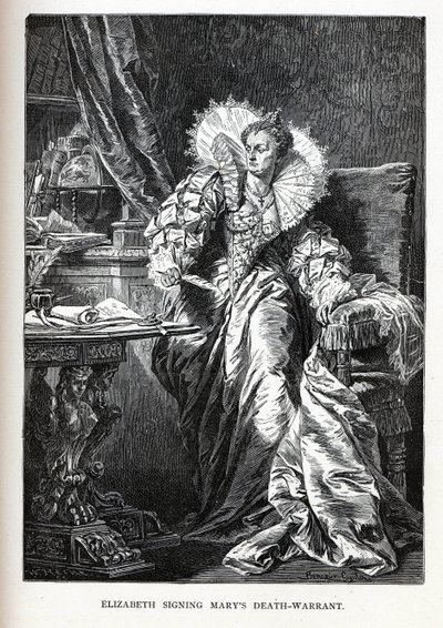 エリザベス、1882年にメリーズ死刑令状に署名 作： Gyula Benczúr