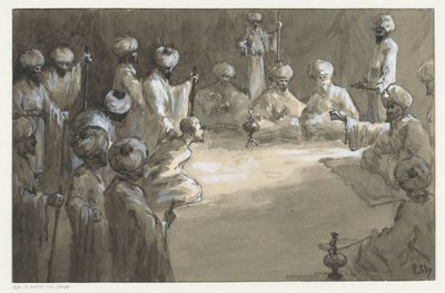 男たちの会議 作： H.C. Louwerse (signed by artist)