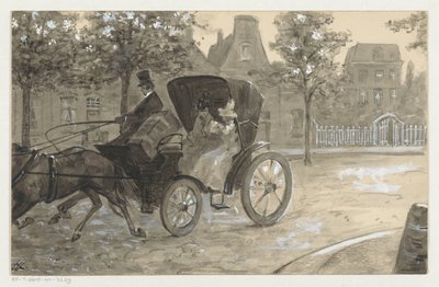 馬車に乗った二人の女性 作： H.C. Louwerse (signed by artist)