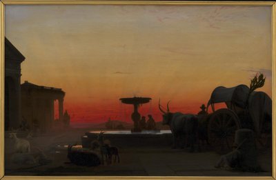 イタリア、アリッチャの広場。 日没後 作： H.J. Hammer