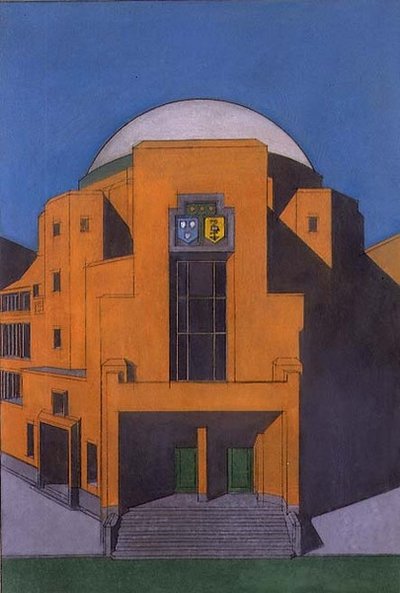 ハーグのGemeentemuseumのエントランスの平面図（パステル画） 作： H.P. Berlage