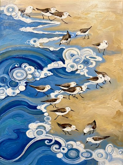 海岸の鳥と波 作： 