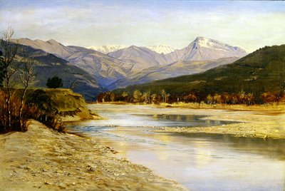 ボルディゲーラの山間の湖の風景 作： H. Baynes