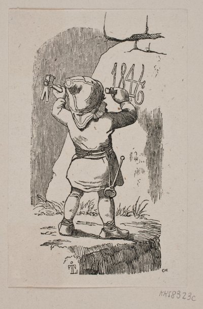 ゴブリンが 1846 年を岩に刻む 作： H. C. Henneberg