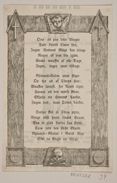 天使の頭、十字架、頭蓋骨のフレーミング 作： H. C. Henneberg