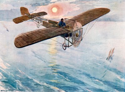1909年7月25日海峡を渡るブレリオ 作： H. Delaspre