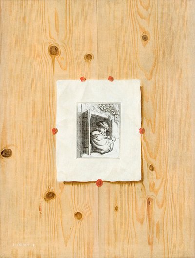 だまし絵。 パイプを持つ男のエッチング板 作： H. Drost