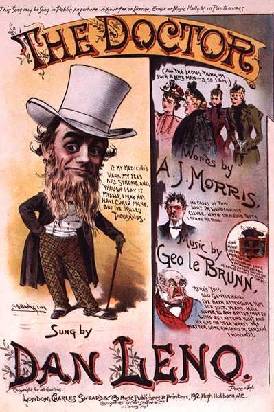 ダン・レノが歌った「The Doctor」の楽譜の表紙（カラーリトグラフ） 作： H. G. Banks