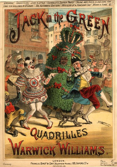 Warwick Williams作「Jack in the Green Quadrilles」の楽譜（Francis Bros. & Day発行、カラーリトグラフ 作： H. G. Banks