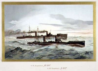 S.M.魚雷艇「G 108」、S.M.魚雷艇「S 102」1899年頃(リトグラフ) 作： H. Graf