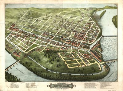 マサチューセッツ州ホールヨークの鳥瞰図: 1877 年 作： H. H. Bailey