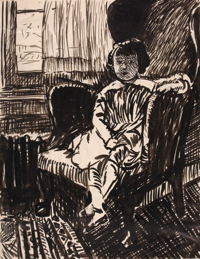 無題（椅子に座る少女） 作： H. Lyman Sayen