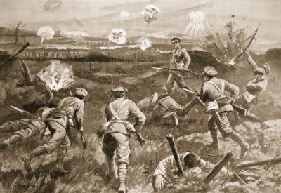 軍曹が殺害された後、H。ウェルズ軍曹が小隊をドイツのワイヤ絡みに向かって導いた 作： H. Ripperger