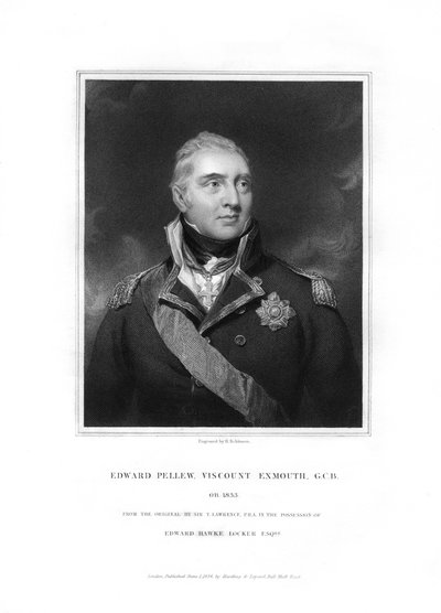 エドワードペルー、第1子爵エクスマウス、イギリス海軍将校、1834年。 作： H. Robinson