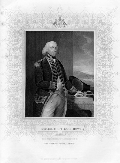 リチャードハウ1726-1799、第1伯爵ハウ、イギリス提督、19世紀。 作： H. Robinson