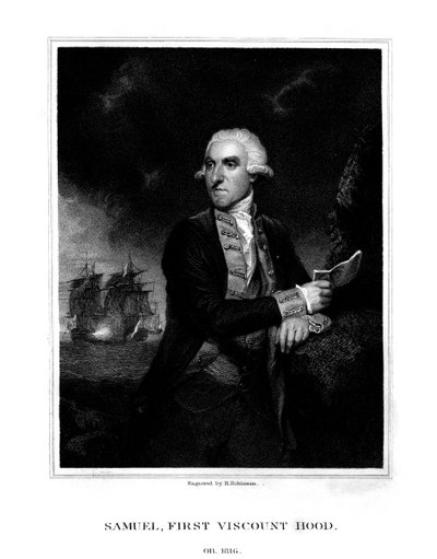 サミュエルフッド、第1子爵フッド、イギリス海軍大将、1831年。 作： H. Robinson