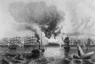 チャールズネイピア提督によるサンジャンダクレの砲撃、1840年11月3日、c1857。 作： H. Winkles