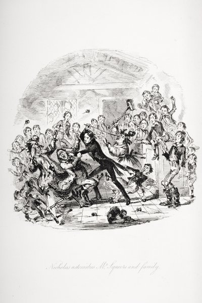 チャールズ・ディケンズのニコラス・ニクルビーのイラスト 作： Hablot Knight (1815 92) Browne