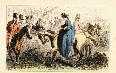 女性からの握手を無視する馬車の英国貴族 作： after Hablot Knight Browne