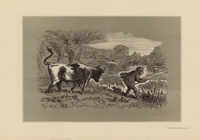釣りスケッチ、その1、後ろを見て（エングレーヴィング） 作： Hablot Knight (1815 92) Browne