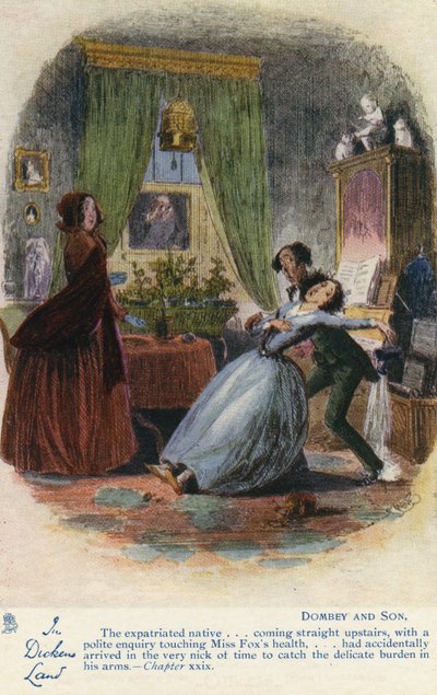 ディケンズランド-ドンビーと息子のポストカード、c.1907 作： Hablot Knight Browne
