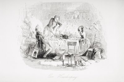 私たちの家事、チャールズ・ディケンズ（1812-70）による「David Copperfield」のイラスト、1850年に初公開 作： Hablot Knight Browne