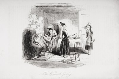 小さな雑草の家族、チャールズディケンズ（1812-70）による「ブリークハウス」のイラスト1853年発行 作： Hablot Knight Browne