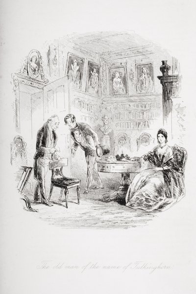 チャールズ・ディケンズ（1812-70）による「ブリークハウス」のイラストTulkinghornという名前の老人が1853年に出版した 作： Hablot Knight Browne
