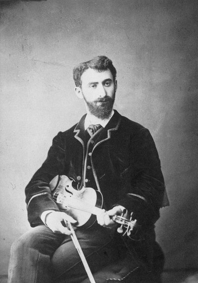 ヴァイオリン奏者で作曲家のティヴァダル・ナチェスの肖像 1859-1930。 作： Hamburg . Photo studio Ferdinand Braune