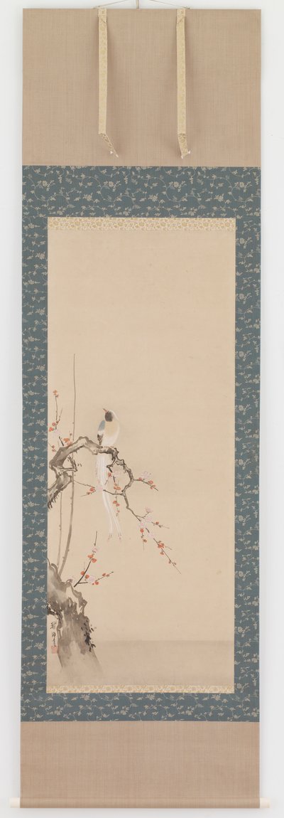 鳥と梅の花、江戸時代、17世紀後半。 作： Hanabusa Itcho