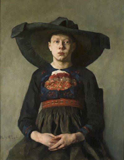 A Bavarian Peasant Girl, by Pauli (Hirsch-Pauli), Hanna (1864-1940).油彩・キャンバス 作： Hanna Pauli