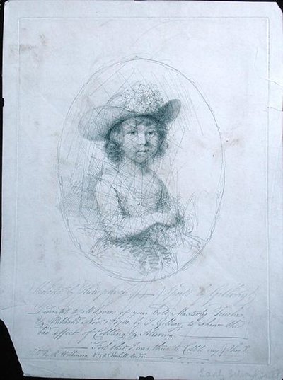 ジェームズ・ギルレイ（1757-1815）が描いた「スケッチ」（1781年、銀点・紙） 作： Hannah Humphrey