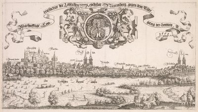 ニュルンベルクの全景：センター部分、1552年。 作： Hanns Sebald Lautensack