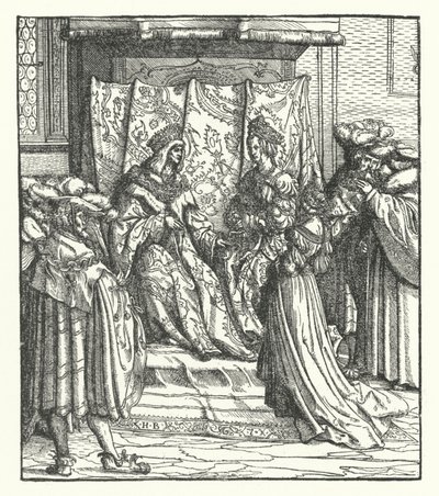 ローマ王フレデリック・オブ・オーストリアの求婚を受けるポルトガルのエレノア（版画 作： Hans (after) Burgkmair