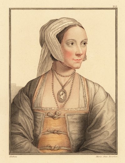トマス・モア卿の娘、シシリー。 1812年（彫刻） 作： Hans (after) Holbein the Younger