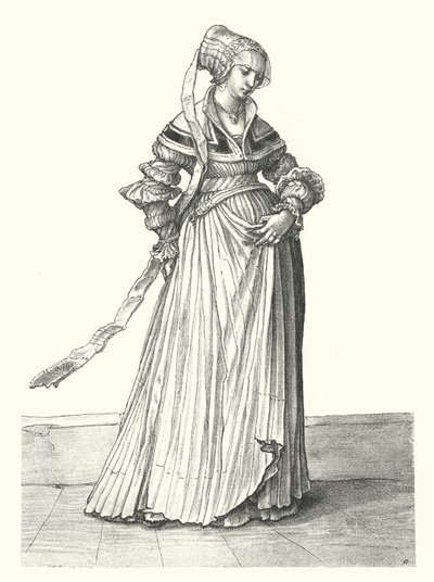 バーゼルの女性の衣装（エングレービング 作： Hans (after) Holbein the Younger