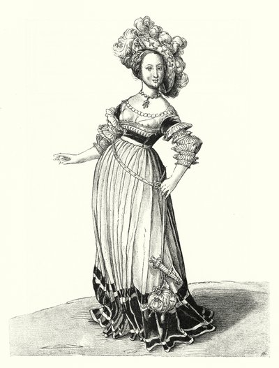 バーゼルの女性の衣装（エングレービング 作： Hans (after) Holbein the Younger