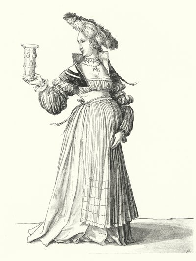 バーゼルの女性の衣装（エングレービング 作： Hans (after) Holbein the Younger
