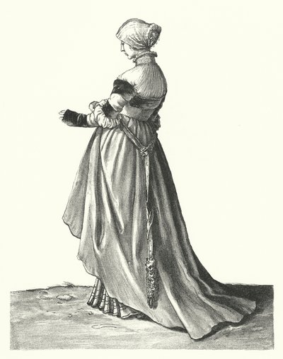 バーゼルの女性の衣装（エングレービング 作： Hans (after) Holbein the Younger