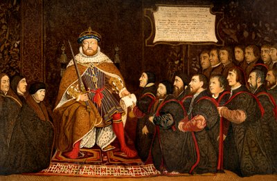 ヘンリー8世と理髪外科医たち（『An Cyclopaedia of Costume...』より）。 作： Hans (after) Holbein the Younger